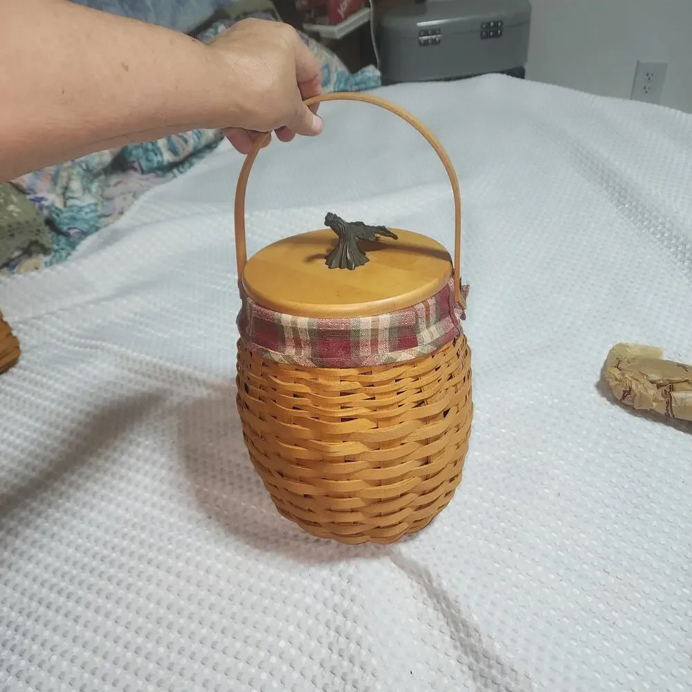 LONGABERGER EUC VINTAGE RETIRED EUC OCTOBER FIELDS BASKET LID LINER PROTECt  SET